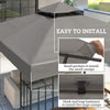 Outsunny 10' x 10' Gazebo Replacement Canopy Cover, 2-Tier Outdoor Gazebo Roof Replacement with Drain Holes, Water Resistant PVC Coating, 370g/㎡, UPF30+, TOP COVER ONLY, Grey