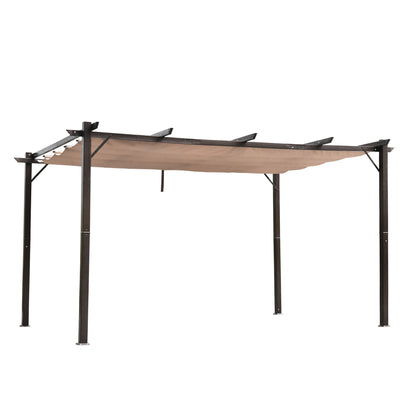 Outsunny 10' x 13' Aluminium Outdoor Pergola Gazebo Backyard Canopy Cover Square Sunshade Garden Grape Trellis Brown