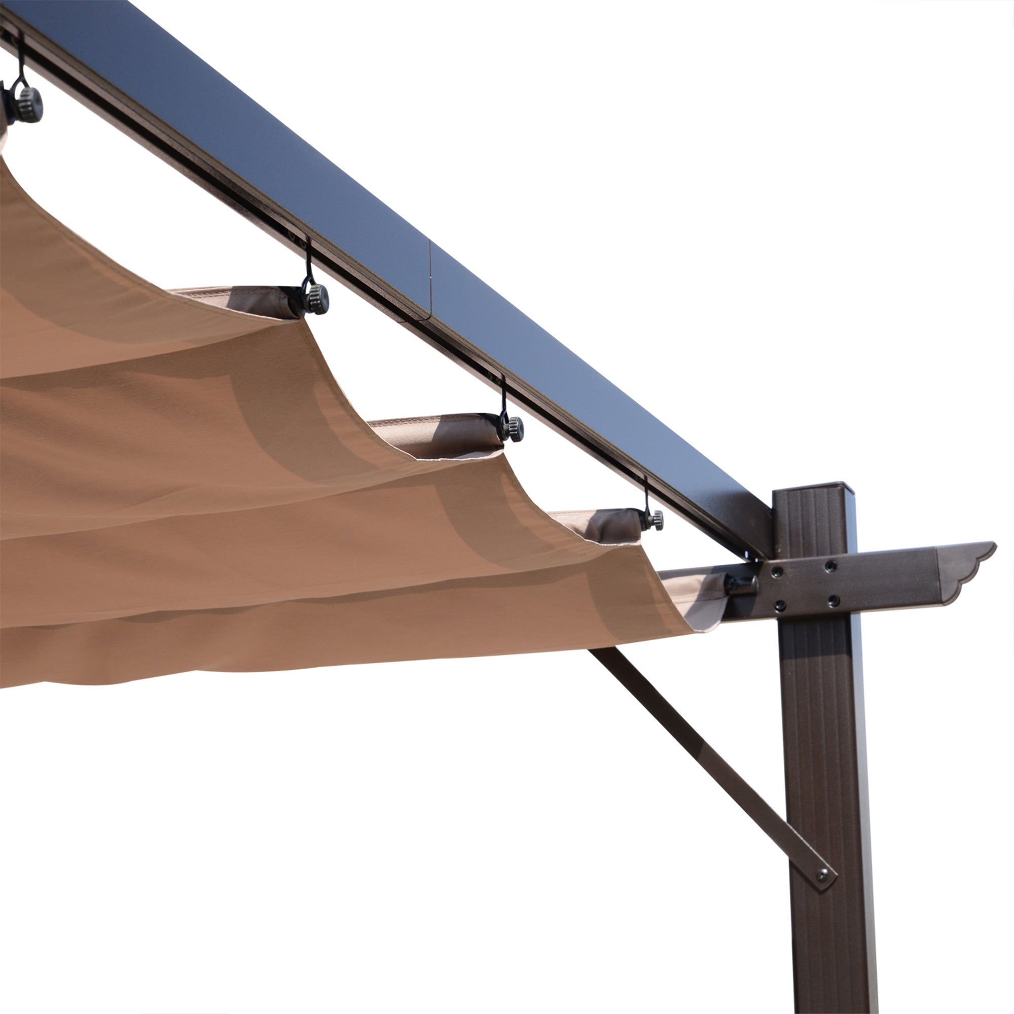 Outsunny 10' x 13' Aluminium Outdoor Pergola Gazebo Backyard Canopy Cover Square Sunshade Garden Grape Trellis Brown