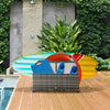 Outsunny Rolling Pool Storage Rattan Patio Furniture Outdoor Storage Wicker Organizer for Floats, Pool Noodles, Paddles, Balls, Towels, Accessories for Garden Lawn, Grey