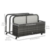 Outsunny Rolling Pool Storage Rattan Patio Furniture Outdoor Storage Wicker Organizer for Floats, Pool Noodles, Paddles, Balls, Towels, Accessories for Garden Lawn, Grey