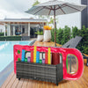 Outsunny Rolling Pool Storage Rattan Patio Furniture Outdoor Storage Wicker Organizer for Floats, Pool Noodles, Paddles, Balls, Towels, Accessories for Garden Lawn, Grey