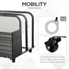 Outsunny Rolling Pool Storage Rattan Patio Furniture Outdoor Storage Wicker Organizer for Floats, Pool Noodles, Paddles, Balls, Towels, Accessories for Garden Lawn, Grey