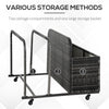 Outsunny Rolling Pool Storage Rattan Patio Furniture Outdoor Storage Wicker Organizer for Floats, Pool Noodles, Paddles, Balls, Towels, Accessories for Garden Lawn, Grey