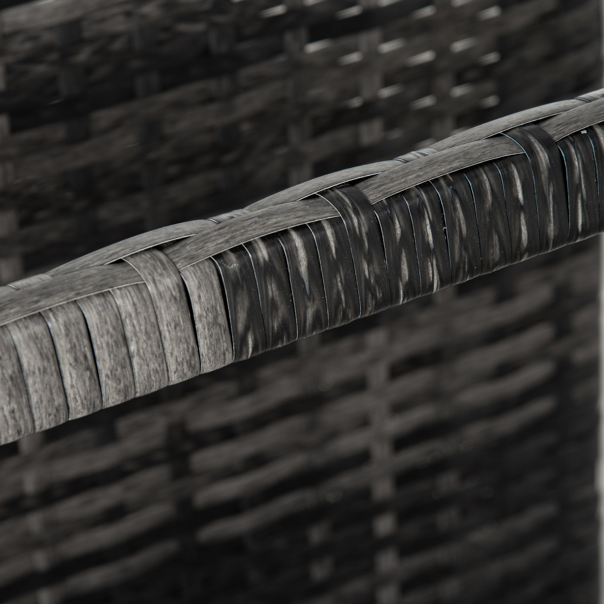 Outsunny Rolling Pool Storage Rattan Patio Furniture Outdoor Storage Wicker Organizer for Floats, Pool Noodles, Paddles, Balls, Towels, Accessories for Garden Lawn, Grey