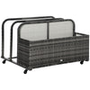 Outsunny Rolling Pool Storage Rattan Patio Furniture Outdoor Storage Wicker Organizer for Floats, Pool Noodles, Paddles, Balls, Towels, Accessories for Garden Lawn, Grey
