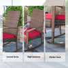 Outsunny Outdoor PE Rattan Rocking Chair, Garden Wicker Glider Rocking Chair Set with Armrest and Cushion for Patio, Balcony, Deck, Wine Red