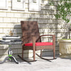 Outsunny Outdoor PE Rattan Rocking Chair, Garden Wicker Glider Rocking Chair Set with Armrest and Cushion for Patio, Balcony, Deck, Wine Red
