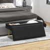 HOMCOM Storage Bench, Velvet-feel Upholstered End of Bed Bench with Gold Tone Legs, Bench with Storage for Living Room, Entryway, Bedroom, Black