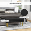 HOMCOM Storage Bench, Velvet-feel Upholstered End of Bed Bench with Gold Tone Legs, Bench with Storage for Living Room, Entryway, Bedroom, Black