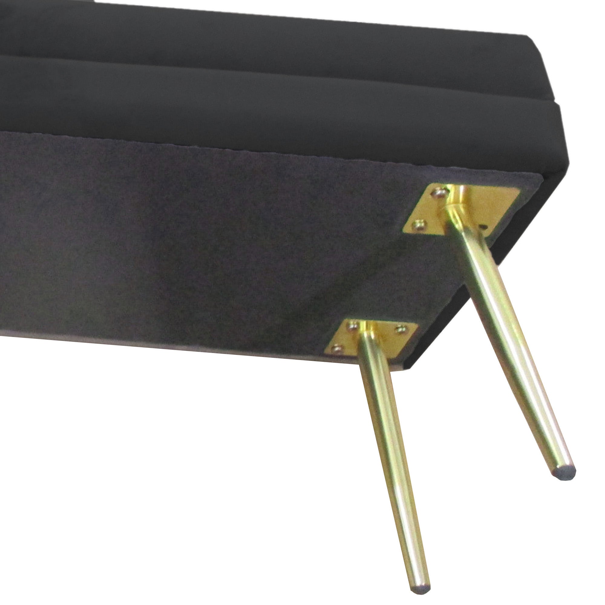 HOMCOM Storage Bench, Velvet-feel Upholstered End of Bed Bench with Gold Tone Legs, Bench with Storage for Living Room, Entryway, Bedroom, Black