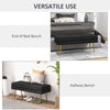 HOMCOM Storage Bench, Velvet-feel Upholstered End of Bed Bench with Gold Tone Legs, Bench with Storage for Living Room, Entryway, Bedroom, Black
