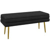 HOMCOM Storage Bench, Velvet-feel Upholstered End of Bed Bench with Gold Tone Legs, Bench with Storage for Living Room, Entryway, Bedroom, Black