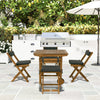 Outsunny 5 Pieces Patio Dining Set for 4, Wheeled Table and Folding Chairs with Cushions, Wood Patio Table and Chairs, Outdoor Furniture Set for Garden Backyard Poolside, Teak