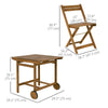 Outsunny 5 Pieces Patio Dining Set for 4, Wheeled Table and Folding Chairs with Cushions, Wood Patio Table and Chairs, Outdoor Furniture Set for Garden Backyard Poolside, Teak