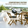 Outsunny 5 Pieces Patio Dining Set for 4, Wheeled Table and Folding Chairs with Cushions, Wood Patio Table and Chairs, Outdoor Furniture Set for Garden Backyard Poolside, Teak