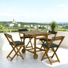 Outsunny 5 Pieces Patio Dining Set for 4, Wheeled Table and Folding Chairs with Cushions, Wood Patio Table and Chairs, Outdoor Furniture Set for Garden Backyard Poolside, Teak