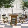 Outsunny 5 Pieces Patio Dining Set for 4, Wheeled Table and Folding Chairs with Cushions, Wood Patio Table and Chairs, Outdoor Furniture Set for Garden Backyard Poolside, Teak