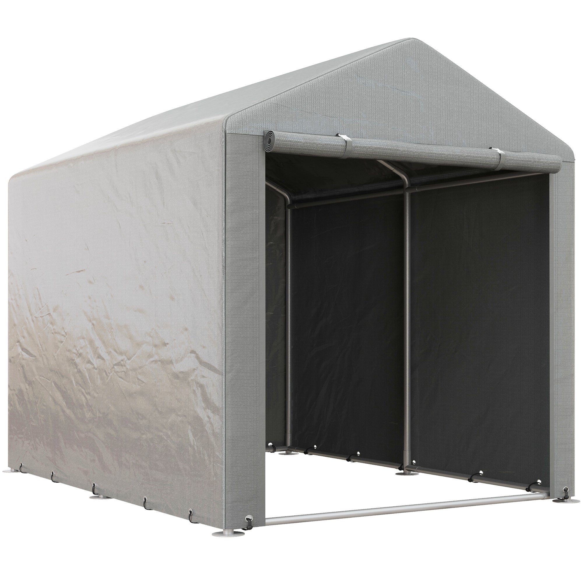 Outsunny Bike Storage Tent, Portable Bicycle Shed with Galvanized Steel Frame and Large Door, Waterproof Outdoor Storage Shed for Motorbike, Garden Tools, Bike Storage, Light Grey