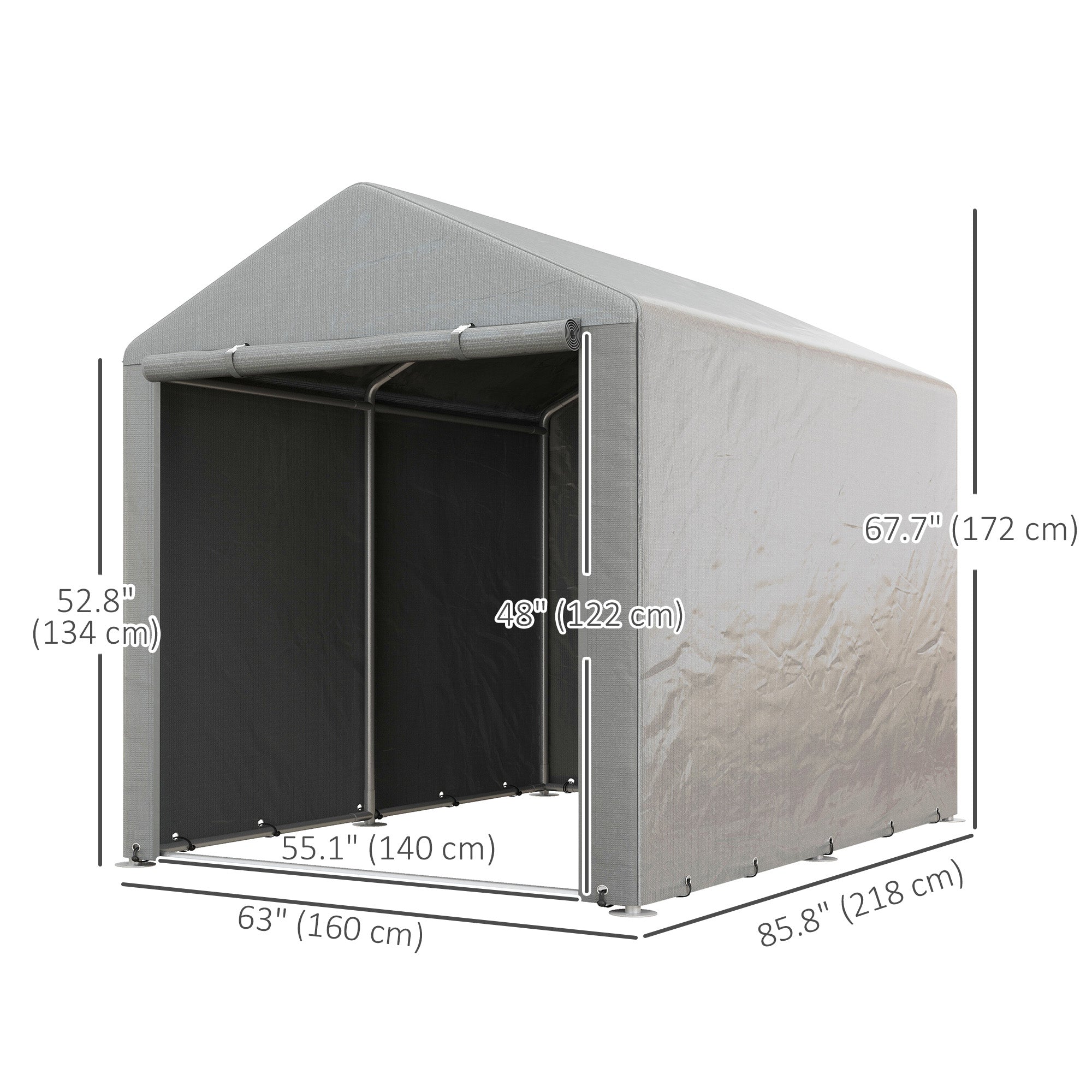 Outsunny Bike Storage Tent, Portable Bicycle Shed with Galvanized Steel Frame and Large Door, Waterproof Outdoor Storage Shed for Motorbike, Garden Tools, Bike Storage, Light Grey